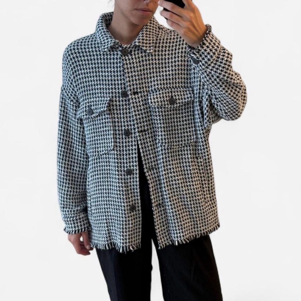 Men's Black and White Houndstooth Jacket